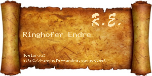 Ringhofer Endre névjegykártya